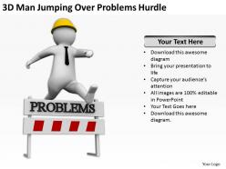 3d man jumping over problems hurdle ppt graphics icons powerpoint