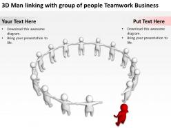 3d man linking with group of people teamwork business ppt graphics icons