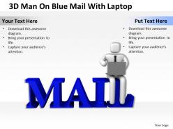 3d man on blue mail with laptop ppt graphics icons powerpoint
