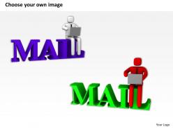 3d man on blue mail with laptop ppt graphics icons powerpoint