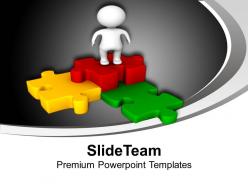3d man on colorful puzzle pieces powerpoint templates ppt themes and graphics 0113