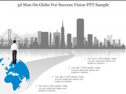 3d man on globe for success vision ppt sample