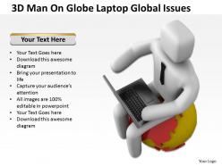 3d man on globe laptop global issues ppt graphics icons powerpoint