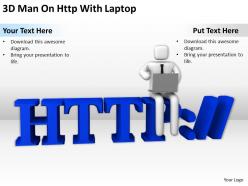 3d man on http with laptop ppt graphics icons powerpoint