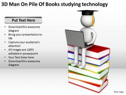 3d man on pile of books studying technology ppt graphics icons