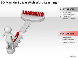 3d man on puzzle with word learning ppt graphics icons powerpoint