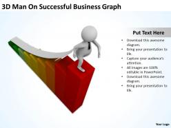 3d man on successful business graph ppt graphic icon