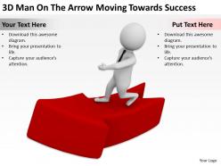 3d man on the arrow moving towards success ppt graphics icons