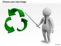 3d man pointing recycle symbol ppt graphics icons powerpoint