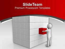3d man pushing cube in place solution powerpoint templates ppt themes and graphics 0213