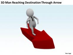 3d man reaching destination through arrow ppt graphics icons