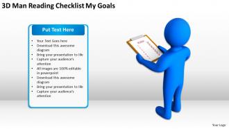 3d man reading checklist my goals ppt graphics icons powerpoint