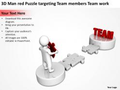 3d man red puzzle targeting team members team work ppt graphics icons