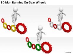 3d man running on gear wheels ppt graphics icons powerpoint