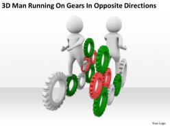 3d man running on gears in opposite directions ppt graphics icons powerpoint
