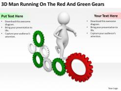 3d man running on the red and green gears ppt graphics icons powerpoint