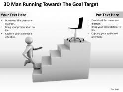 3d man running towards the goal target ppt graphics icons