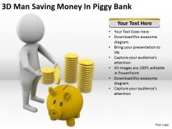 3d man saving money in piggy bank ppt graphics icons powerpoint