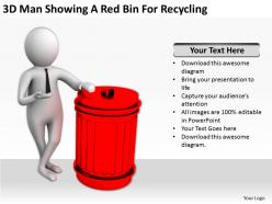 3d man showing a red bin for recycling ppt graphics icons powerpoint