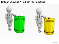 3D Man Showing A Red Bin For Recycling Ppt Graphics Icons Powerpoint
