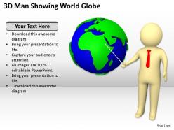 3d man showing world globe ppt graphics icons powerpoint
