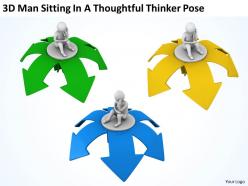 3d man sitting in a thoughtful thinker pose ppt graphics icons powerpoint