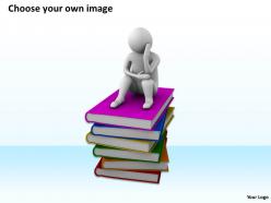 3d man sitting on books sad depressed ppt graphics icons powerpoint