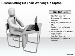 3d man sitting on chair working on laptop ppt graphic icon