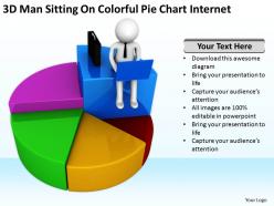 3d man sitting on colorful pie chart internet ppt graphics icons powerpoint