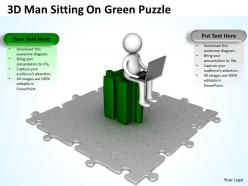3d man sitting on green puzzle ppt graphics icons