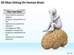 3d man sitting on human brain ppt graphics icons powerpoint