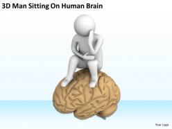 3d man sitting on human brain ppt graphics icons powerpoint