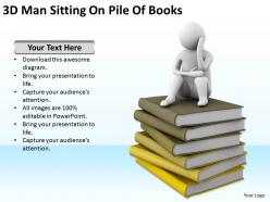3d man sitting on pile of books ppt graphics icons powerpoint