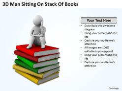 3d man sitting on stack of books ppt graphics icons powerpoint