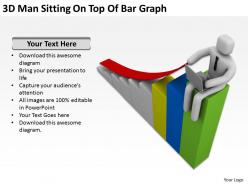 3d man sitting on top of bar graph ppt graphics icons powerpoint