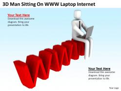 3d man sitting on www laptop internet ppt graphics icons powerpoint