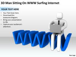 3d man sitting on www surfing internet ppt graphics icons powerpoint
