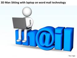 3d man sitting with laptop on word mail technology ppt graphics icons