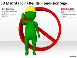 3d man standing beside interdiction sign ppt graphics icons powerpoint