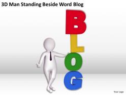 3d man standing beside word blog ppt graphics icons powerpoint