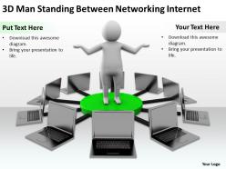 3d man standing between networking internet ppt graphics icons powerpoint