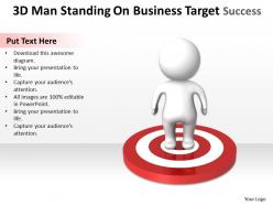 3d man standing on business target success ppt graphics icons