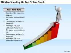 3d man standing on top of bar graph ppt graphics icons powerpoint