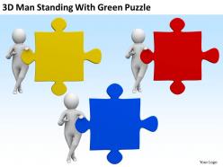 3d man standing with green puzzle ppt graphics icons powerpoint