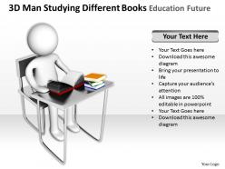 3d man studying different books education future ppt graphics icons