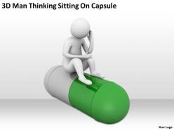 3d man thinking sitting on capsule ppt graphics icons powerpoint