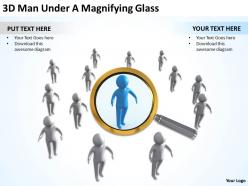 3d man under a magnifying glass ppt graphics icons powerpoint