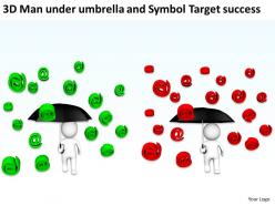 3d man under umbrella and symbol target success ppt graphics icons