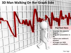 3d man walking on bar graph side ppt graphics icons powerpoint