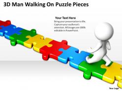 3D Man Walking On Puzzle Pieces Ppt Graphics Icons